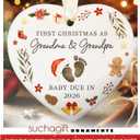 3 x Pregnancy Announcement for Grandparents - Grandparents Gifts for Grandma Grandpa - Baby Pregnancy Announcement Ornament for New Expecting Grandma, Grandpa - Ceramic Christmas Ornament 2026