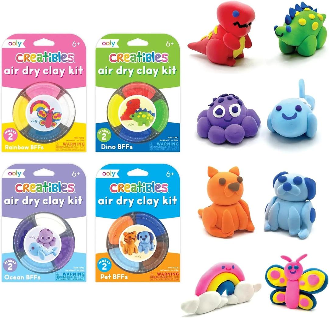 Ooly Air Dry Clay for Kids, 16 Colors Modeling Clay in 4 Tubs, Play Dough Gifts for Kids, Craft Supplies - Creatibles