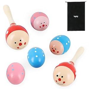 VANPHY Egg Shaker 6 PCS Wooden Maracas Set Hand Percussion Shakers Maracas Instruments Musical Maracas Percussion Instruments