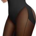 SHAPELLX Butt Lifting Shapewear for Women Tummy Control Body Shaper Faja Shorts High Waisted Girdle Mesh Compression Panties (Medium, A1-black-above-knee Shorts)