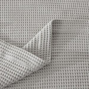 100% Cotton Light Grey Blanket King Size for Bed - Breathable and Soft, Waffle Weave for Summer Spring, 102x90 Inches