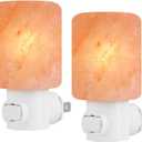 Syntus 2 Pack Himalayan Salt Lamp Natural Crystal Salt Light Glow Hand Carved Night Lights Wall Light, UL Listed Plug for Lighting, Decoration and Air Purifying