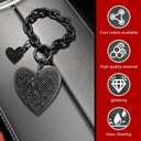 Heart Rhinestones Car Key Chain, Cute Bling Car Key Chain, Car Keys Accessories for Women (Black)
