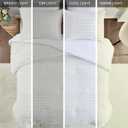 Comfort Spaces Cotton Comforter Set Jacquard Pom-Pom Tufts Design, Down Alternative, All Season Modern Bedding, Matching Shams, Twin/Twin XL, Phillips, Ivory