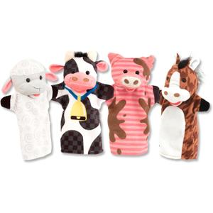 Melissa & Doug Farm Friends Hand Puppets (Set of 4) - Cow, Horse, Sheep, and Pig Soft Puppets for Kids and Toddlers Ages 2+