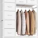 54.6" Tall 2-in-1 Dresser with Hanging Rack, 11 Drawers Bedroom Dresser for Closet, TV Stand Dressers with Clothes Rack, Chest of Drawers with Wooden Top for Living Room, Kids Room, White