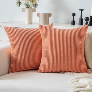 MIULEE Coral Red Corduroy Pillow Covers 20x20 Inch Set of 2 Super Soft Boho Striped Pillow Covers Decorative Textured Throw Pillows for Couch Cushion Bed Livingroom MIULEE Coral Red Corduroy Pillow Covers 20x20 Inch Set of 2 Super Soft Boho Striped Pillow Covers Decorative Textured Throw Pillows for Couch Cushion Bed Livingroom
