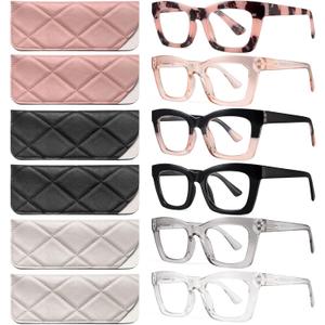 CCVOO 6 Pack Oprah Reading Glasses for Women, Eyeglasses, Blue Light Readers for Women, Computer Eye Glasses, Cheaters (A1 Mix)