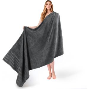 American Soft Linen 35x70 Jumbo Large Bath Towel, 600 GSM 100% Cotton Turkish Bath Sheet, Oversized Luxury Bath Towel for Bathroom Beach and Pool, Dark Gray
