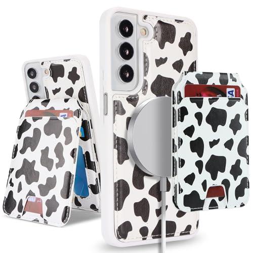 SailorTech for Samsung Galaxy S21 case with Credit Card Holder mag Safe, for Galaxy S21 Phone Leather Case Wallet for Women Compatible mag Safe Wallet Detachable 2-in-1 for Men-Cow Print