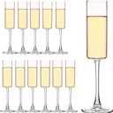 Set of 12 Square Champagne Glasses, 6 oz Capacity, Premium Crystal Clear Glass