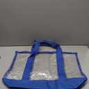 12 clear tote bags, blue logo, blue strap