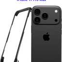 for iPhone 17 Pro Max Metal Bumper Case Frameless, Slim Fit No Back No Frame Backless Aluminum Alloy Bumper Compatible with MagSafe 4 Corners Shockproof (Black)