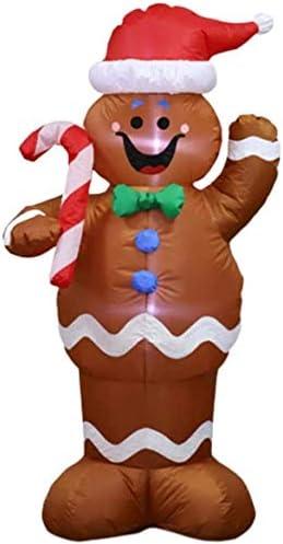 eLUUGIE 5ft Christmas Inflatable Gingerbread Man Decor Yard Indoor/Outdoor Inflatable Decoration for Christmas Party Porch/Yard/Garden/Lawn