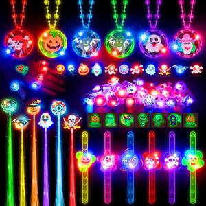 72pcs Halloween Party Favors for Kids, Glow in the Dark Halloween Toys for Kids, Party Supplies, Light Up Rings Spin Bracelet, Goodie Bag Stuffers, Halloween Toys Prizes Gifts Bulk for Trick or Treat