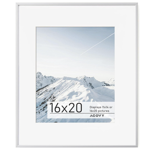 Acovy 16x20 Metal Picture Frame Silver, Aluminum Poster Frame with Removable Mat for 11x14 Photo, 16 x 20 Thin Hanging Frames, Simple and Elegant Decor for Wall Mounting, 1 Pack