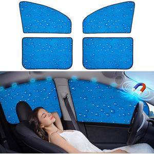 Aokway Side Window Sunshade Sun Shade for Car Window Double Thickness Auto Windshield Sunshades Curtain Universal Fit for Driver for Baby UV Protection (Blue, Front+Rear Side 2Pcs)