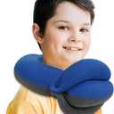 BUYUE Kids Travel Pillows for Airplane, 360 Head Support Sleeping Essentials for Boys Long Flight, Skin-Friendly Soft Neck Pillow for Traveling in Car Seat, (Small, Blue Grey, 40-90 lbs)