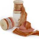 2 x HUIHUANG Cinnamon Velvet Ribbon 1 inch Frayed Velvet Ribbon Orange Crinkled Silk Velvet Ribbons for Ornaments Crafts, Christmas Tree Decoration, Fall Decor, Wreaths, Gift Wrapping, Flower Bouquet