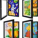[Extra Large]Kids Art Frames 10x12.5 Inch 4 Pack Kids Artwork Flip Frame Changeable for Picture Display, Children School Drawing Projects Storage, Horizontally Vertically Wall Hanging, Front Opening (Black)