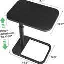 Kitstorack Upgraded TV Tray Table with Panel Lock, Adjustable Height & 90 Flip-Over Design, Sofa Arm End Side Table for Eating, Dinner, Snack, Laptop, Couch, Bed, Chair or Small Spaces, Black