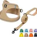 BELLA & PAL Step in Vest Harness for Small and Medium Dogs, No Pull Small Dogs Harness with Leash Set, Comfortable Air Mesh Dog Vest Harness with Reflective Strip (Khaki, S)