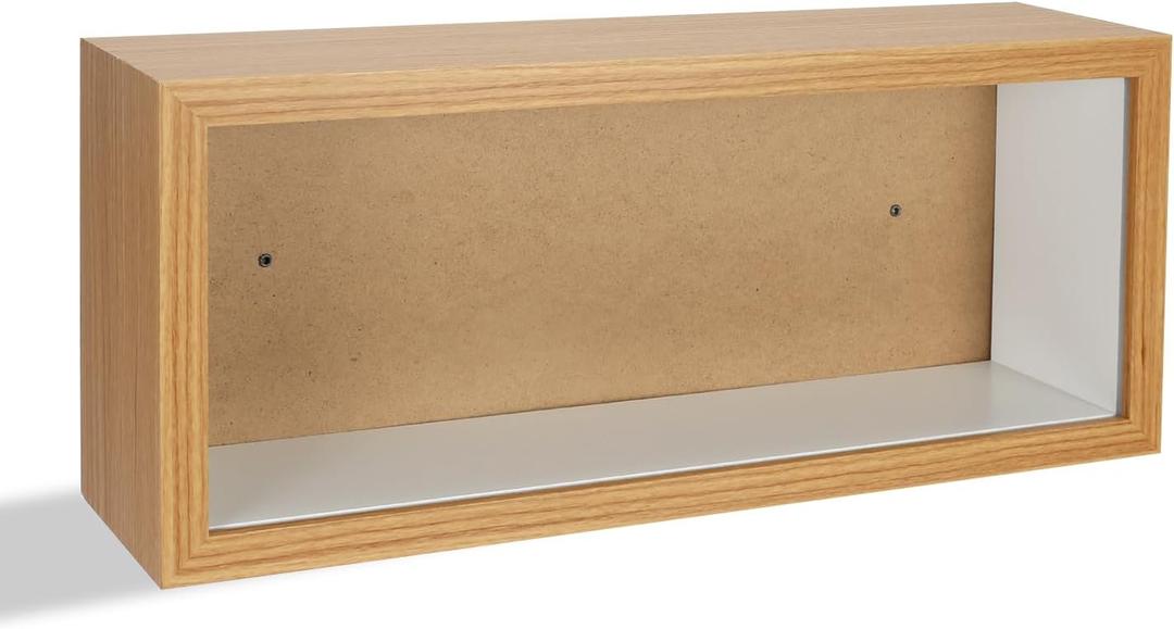 Display Case for Figures, Wooden Dustproof Showcase with Changeable Background Panels, Desktop Collector Box for Mini Dolls, Blind Box Toys, Anime Figures & Collectibles