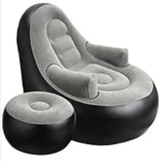Balabulala Inflatable Couch with Armrest＆Ottoman, Blow Up Lounger Chair,Folding Air Chair for Adults,Inflatable Lazy Sofa Perfect for Rooms, Camping or Home(Without Pump)