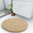 Arotive Luxury Round Chenille Bathroom Rug Mat, Extra Soft Thick Absorbent Shaggy Bath Rugs, Non-Slip Machine Wash Dry Plush Bath Mats for Bathroom, Shower and Tub, 24x24, Beige (24" x 24", Beige)