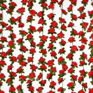 BLEUM CADE 5Pcs 41Ft Flower Garland Artificial Rose Vines for Bedroom, Cute Fake Hanging Flower Vines Floral Garland Decorations for Wedding Party Wall Room Decor Aesthetic (Red)