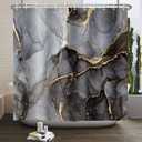 Baocicco Gray and Gold Marble Shower Curtain Modern Luxury Abstract Shower Curtains Decorative for Bathroom Bathtubs Waterproof Fabric Shower Curtain with Hooks 72x78 Inches (Grey)