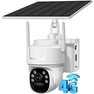 4G LTE Cellular Security Camera, Wireless Solar Powered No WiFi Needed Outdoor Camera Built-in SIM Card,Pan Tilt, 2K HD Night Vision,2-Way Talk,Motion Detection, Remote Access