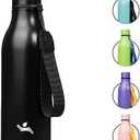 Konokyo Insulated Water Bottle with Strap,18 oz Double Wall Stainless Steel Vacuum Bottles Metal Water Flask,Black