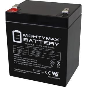 Mighty Max Battery ML5-12F2-12 Volt 5 AH, F2 Terminal, Rechargeable SLA AGM Battery