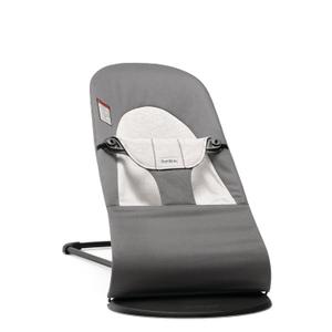 BabyBjrn Bouncer Balance Soft, Woven/Jersey, Dark Gray/Gray | 2-in-1 Adjustable Baby Bouncer Seat and Toddler Chair, Newborn to Toddler (8-29 lbs), 4 Positions, Lightweight & Portable