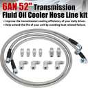 6AN 52" Transmission Fluid Oil Cooler Hose Line kit for GM Chevy Ford GMC Buick Cadillac Cars and Trucks Stainless Steel Braided PTFE Hose