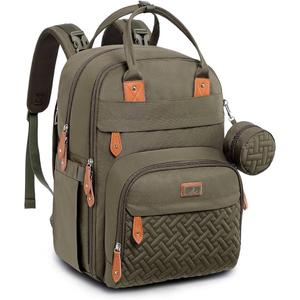 BabbleRoo Diaper Bag Backpack - Baby Essentials Travel Tote - Multi Function Water Resistant Diaper Bag, Travel Essentials Baby Bag with Changing Pad, Stroller Straps & Pacifier Case - Army Green, Large