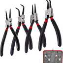7 Snap Ring Pliers Set 4PC, Internal/External Circlip Pliers with Straight+Bent Jaws, Heavy Duty C Clamp Pliers & C Clip Removal Tool for Automotive Tools Professional Mechanics