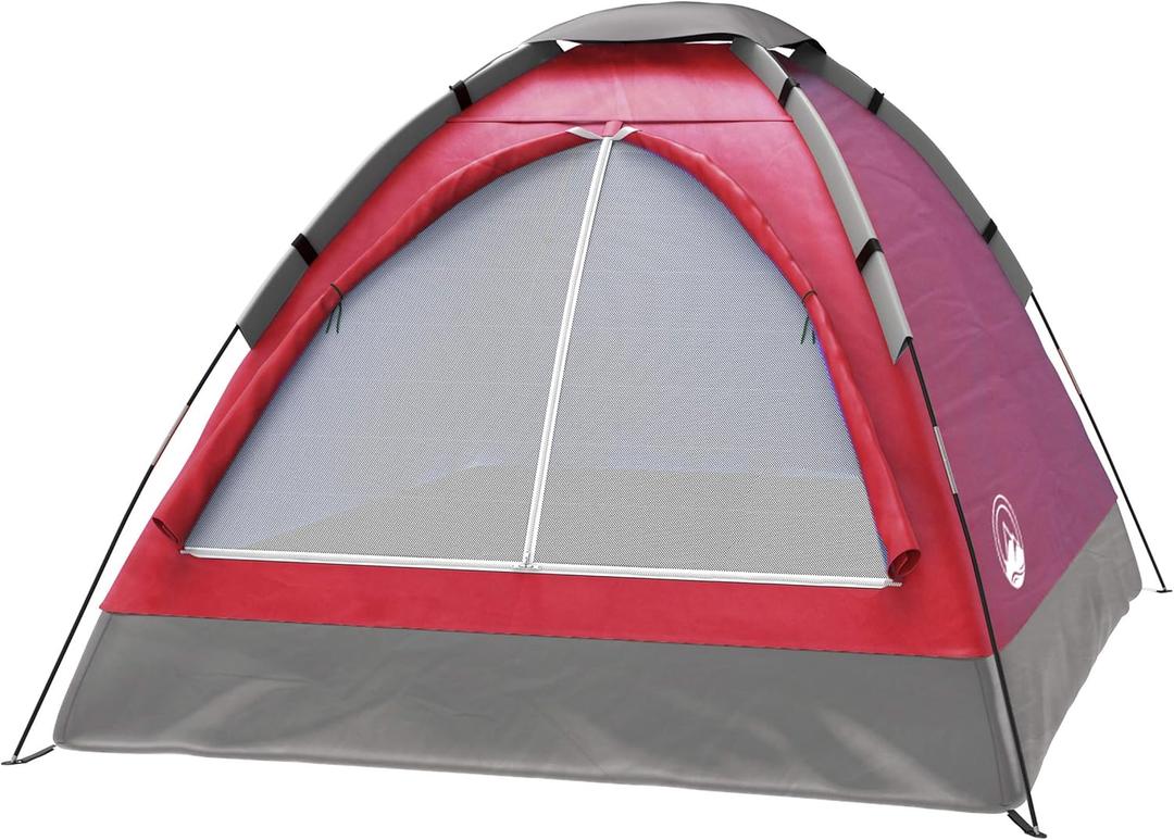 2 Person Camping Tent with Rain Fly and Carrying Bag - Lightweight Outdoor Tent for Backpacking, Hiking, or Beach Use by Wakeman Outdoors (Red)