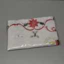 Christmas Table Runner with Embroidered Holly Leaves Poinsettia Candle Bell Winter Farmhouse Christmas Decorations Indoor Home Party Decor 68 Inches Long