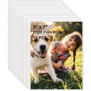 12PCS 5" x 7" Clear Rigid Card Sleeves  Waterproof Hard Plastic Protectors for Postcards, Prints, Photos, Trading & Sports Cards  Top Load Jumbo Sheet Holders