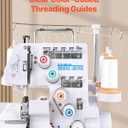 VEVOR Serger Overlock Sewing Machine, 1250 Stitches Per Minute, 2-3-5 Thread Capability, with LED Light and Strong Suction Feet, Heavy-Duty Metal Frame Sewing Machine for Various Fabrics, White