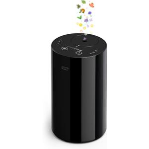 Waterless Essential Oil Diffuser, Portable Aromatherapy Diffuser with 20mL Capacity, Battery Operated Mini Scent Diffuser,3 Mist Levels & Timers, Leak-Free, for Home, Car, Office (Black)