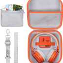 Storage Case Compatible with Yoto Mini Kids Audio Music Player & Yoto Headphones Children Speaker Plays Audiobook Cards Radio (Off White + Orange Case)