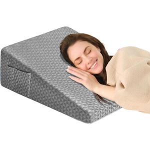 12" Wedge Pillow for Sleeping, Bed Wedge After Surgery, Back Pain Relief, Memory Foam Pillow Triangle Incline Wedge for Back Support, Leg Elevation (Dark Grey)