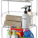 Delamu 3 Tier Rolling Cart for Kitchen, Bathroom, Office, Acrylic Utility Storage Carts with 2 Lockable Wheels, Ideal for Small Spaces, Pantry, Classroom, Makeup Organizer, Dorm Storage, Clear