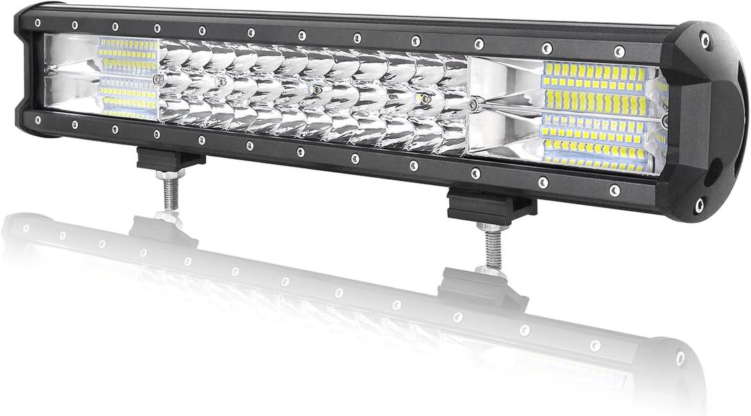 AUXTINGS 18 inch 252W Triple Row 7D Spot Flood Combo Beam LED Light Bar Waterproof LED Work Driving Lights for Vehicle Off Road Jeep ATV AWD SUV 4WD 4x4 Pickup