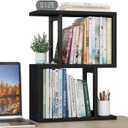 Desktop Bookshelf Shelf for Top of Desk - Black Small Organizer 3-Tier Shelves Storage Bookcase Hutch for Dorm Office College Table Top Organization Shelving Decorations for Women Office