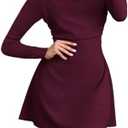 Milumia Women's Elegant Long Sleeve Mini Dress Ruched Mock Neck A Line Wedding Guest Dresses, L