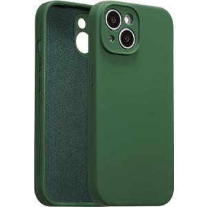 for iPhone 15 Case Silicone,with [Full Camera Protection][Soft Anti-Scratch Microfiber Lining],Liquid Silicone Ultra Slim Shockproof Phone Case for Men Women Girls-Green